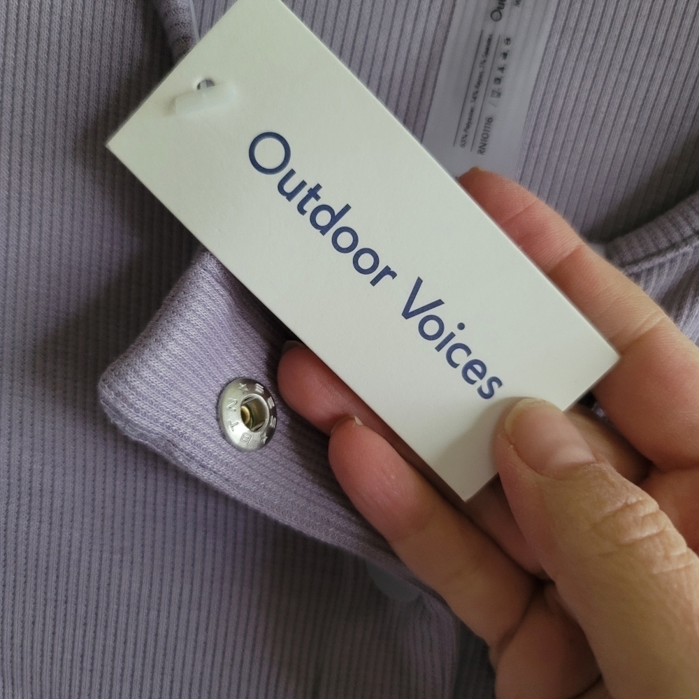 Outdoor Voices, CozyRib Cropped Cardigan, Earl Grey, Size Small‎ - Picture 6 of 7